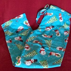 Just Love Christmas Tree and Snowman Cotton Pajama Bottoms (NWT)